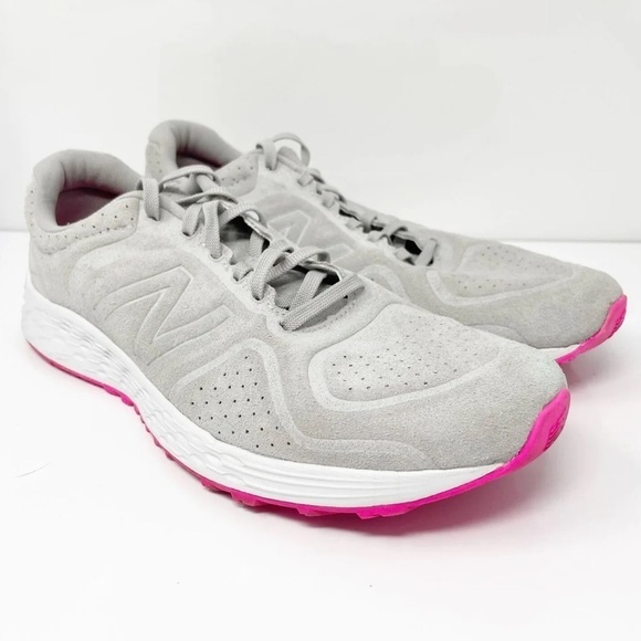 New Balance Suede Fresh Foam Arishi V2 Running Shoe Size 9.5 EUC Gray Pink - Picture 1 of 7